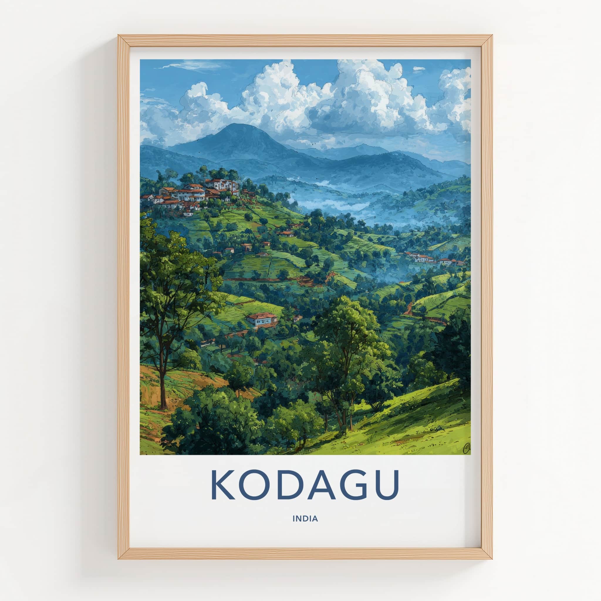 Kodagu Poster - India Karnataka Hillside Art Print Home Decor
