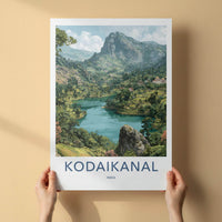 Kodaikanal Poster - India Travel Art - Tamil Nadu Mountain Lake Home Decor