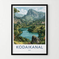 Kodaikanal Poster - India Travel Art - Tamil Nadu Mountain Lake Home Decor