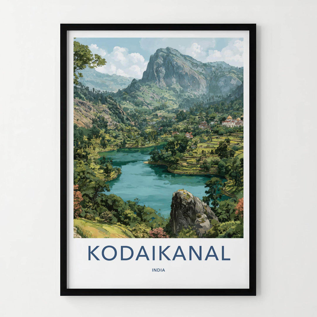 Kodaikanal Poster - India Travel Art - Tamil Nadu Mountain Lake Home Decor