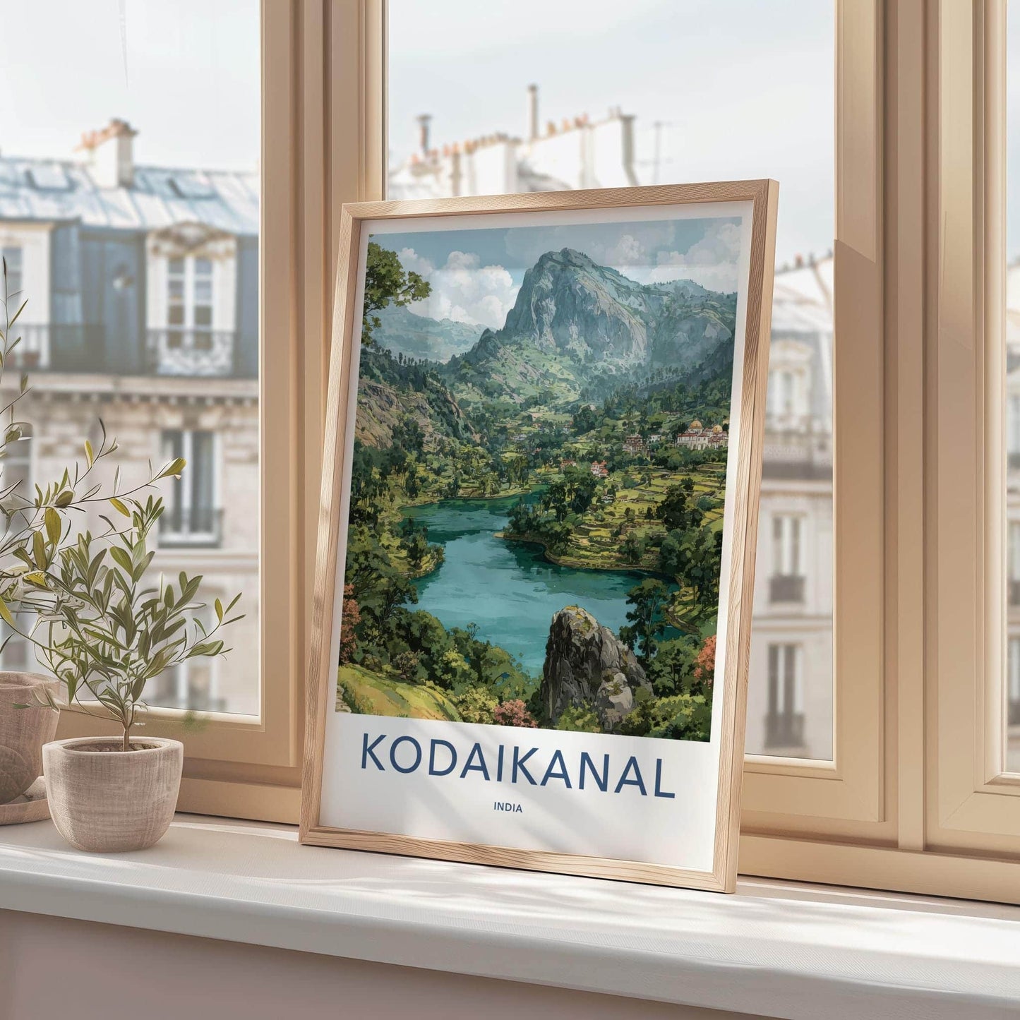 Kodaikanal Poster - India Travel Art - Tamil Nadu Mountain Lake Home Decor