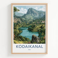 Kodaikanal Poster - India Travel Art - Tamil Nadu Mountain Lake Home Decor