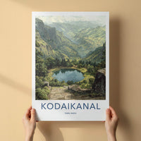 Kodaikanal Poster - India Travel Art - Tamil Nadu Mountain Lake Path Home Decor