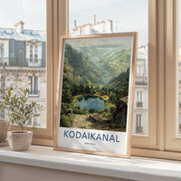 Kodaikanal Poster - India Travel Art - Tamil Nadu Mountain Lake Path Home Decor
