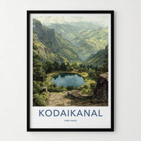 Kodaikanal Poster - India Travel Art - Tamil Nadu Mountain Lake Path Home Decor