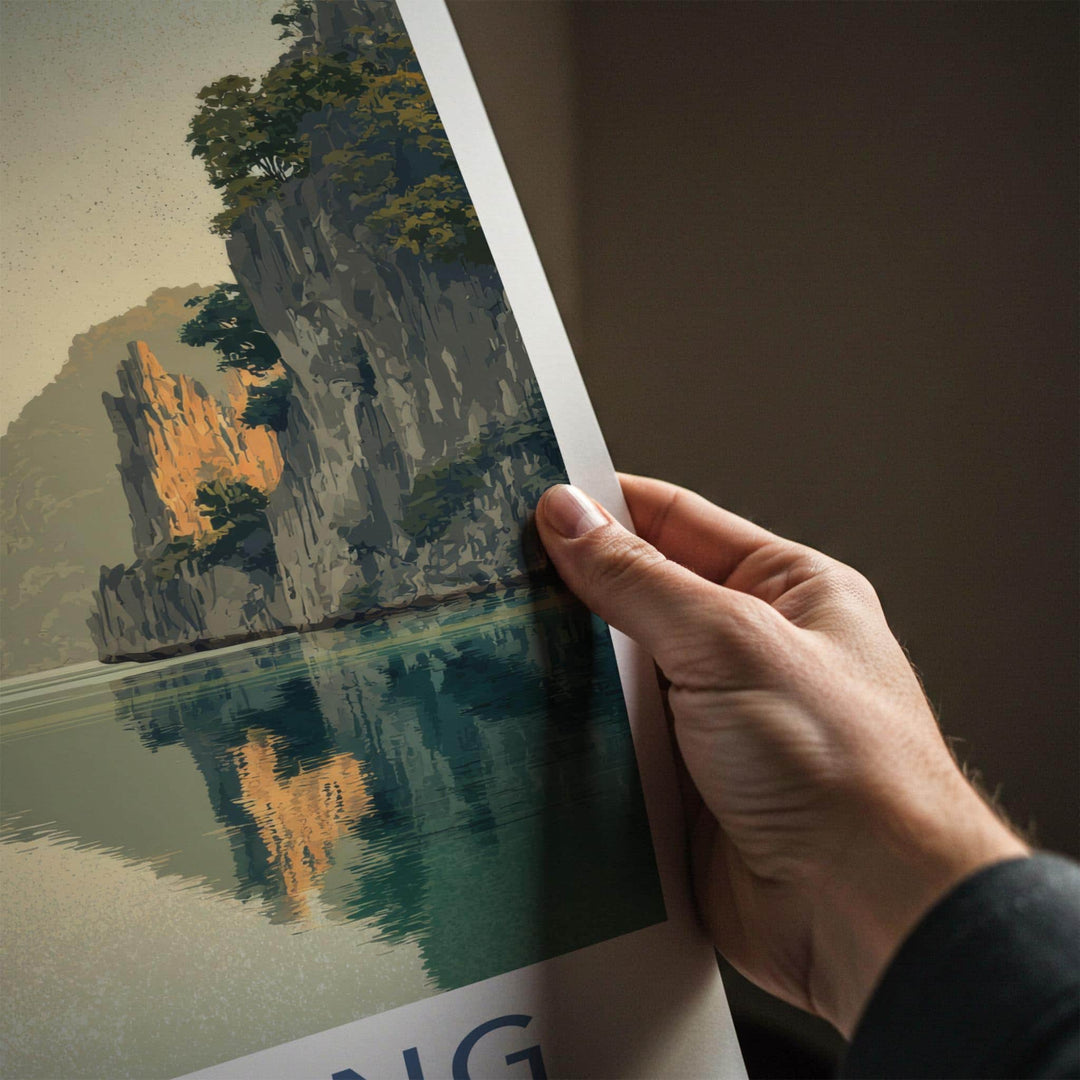 Koh Hong Poster - Thailand Travel Art - Rocky Cliffs Reflection Home Decor