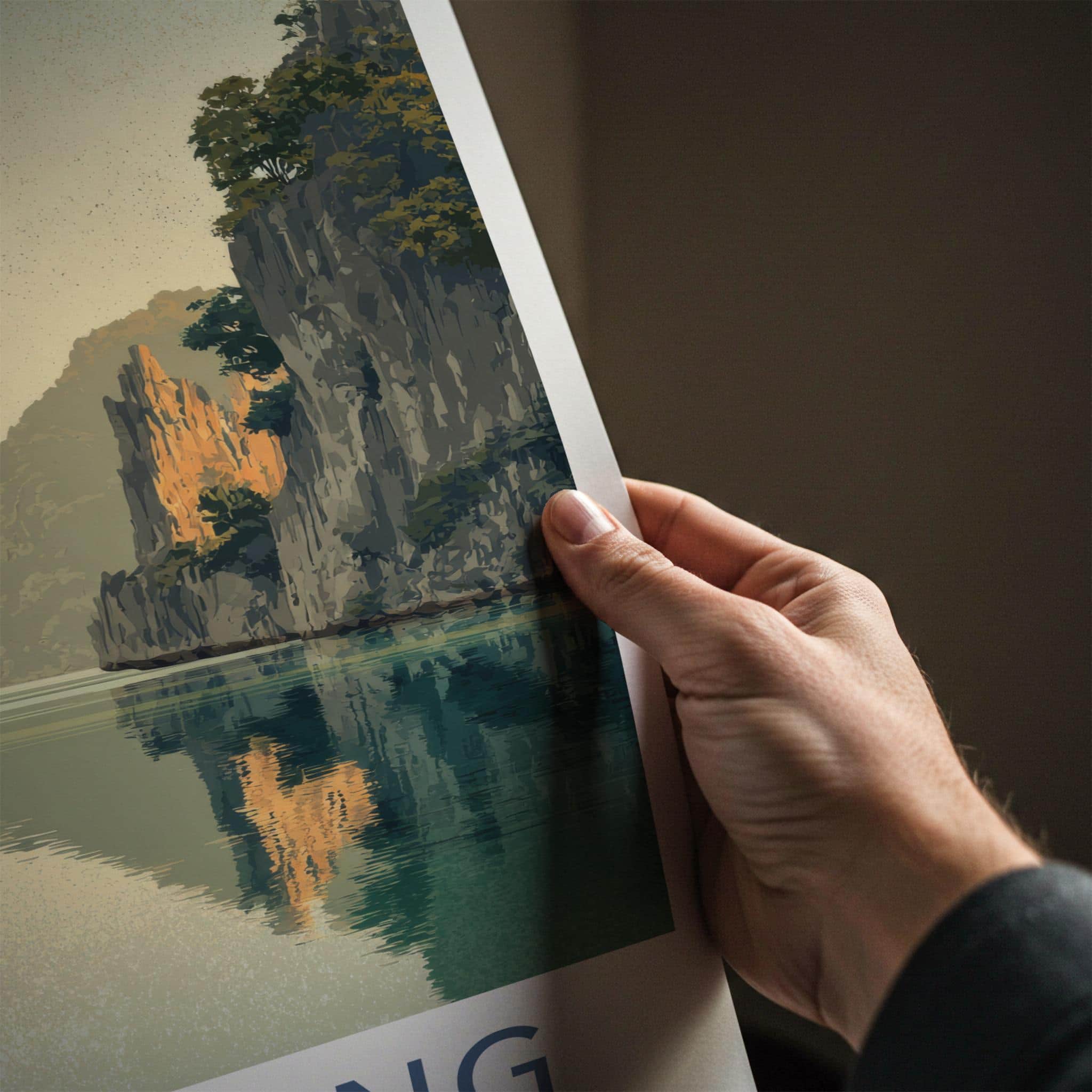 Koh Hong Poster - Thailand Travel Art - Rocky Cliffs Reflection Home Decor