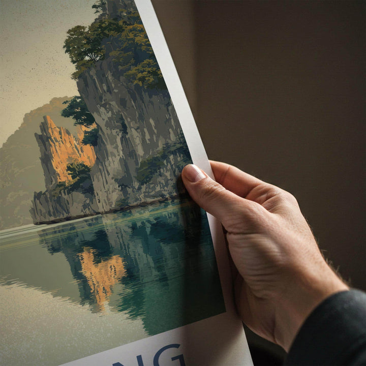 Koh Hong Poster - Thailand Travel Art - Rocky Cliffs Reflection Home Decor