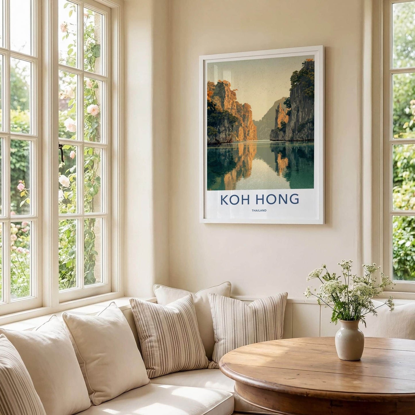 Koh Hong Poster - Thailand Travel Art - Rocky Cliffs Reflection Home Decor