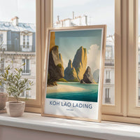 Koh Lao Lading Poster - Thailand Travel Art - Tropical Island Beach Home Decor