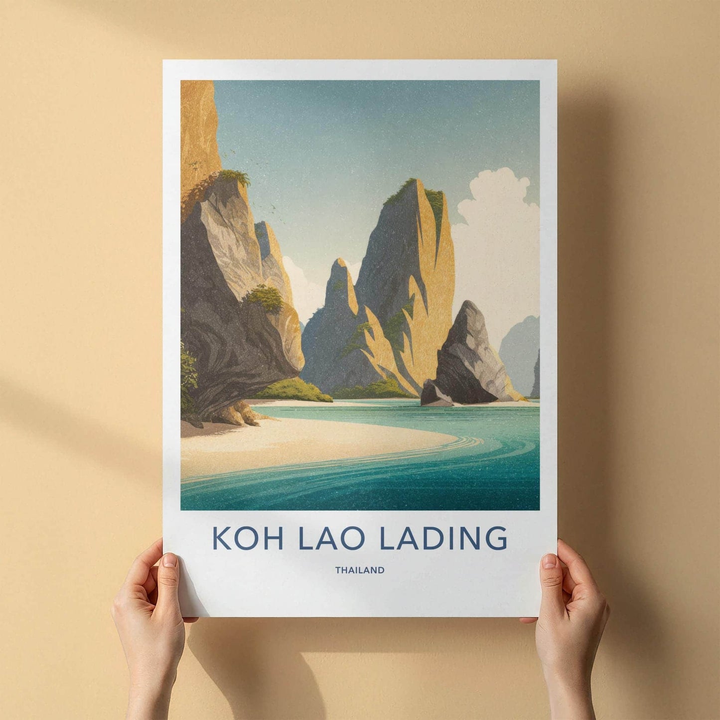Koh Lao Lading Poster - Thailand Travel Art - Tropical Island Beach Home Decor