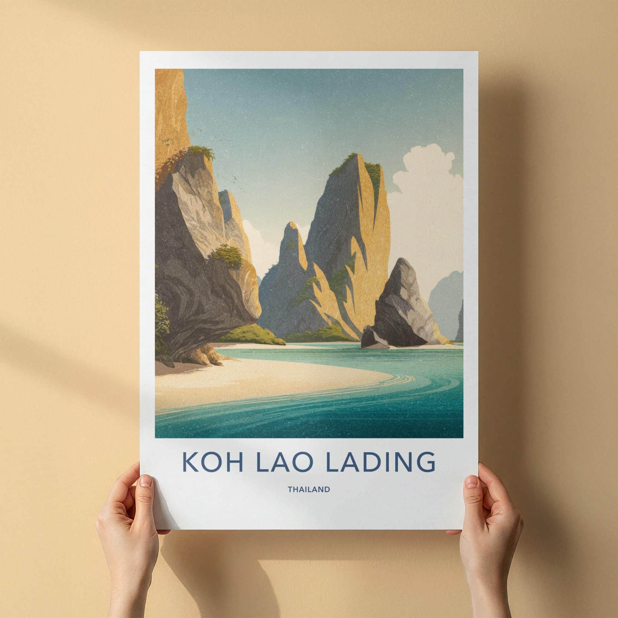 Koh Lao Lading Poster - Thailand Travel Art - Tropical Island Beach Home Decor