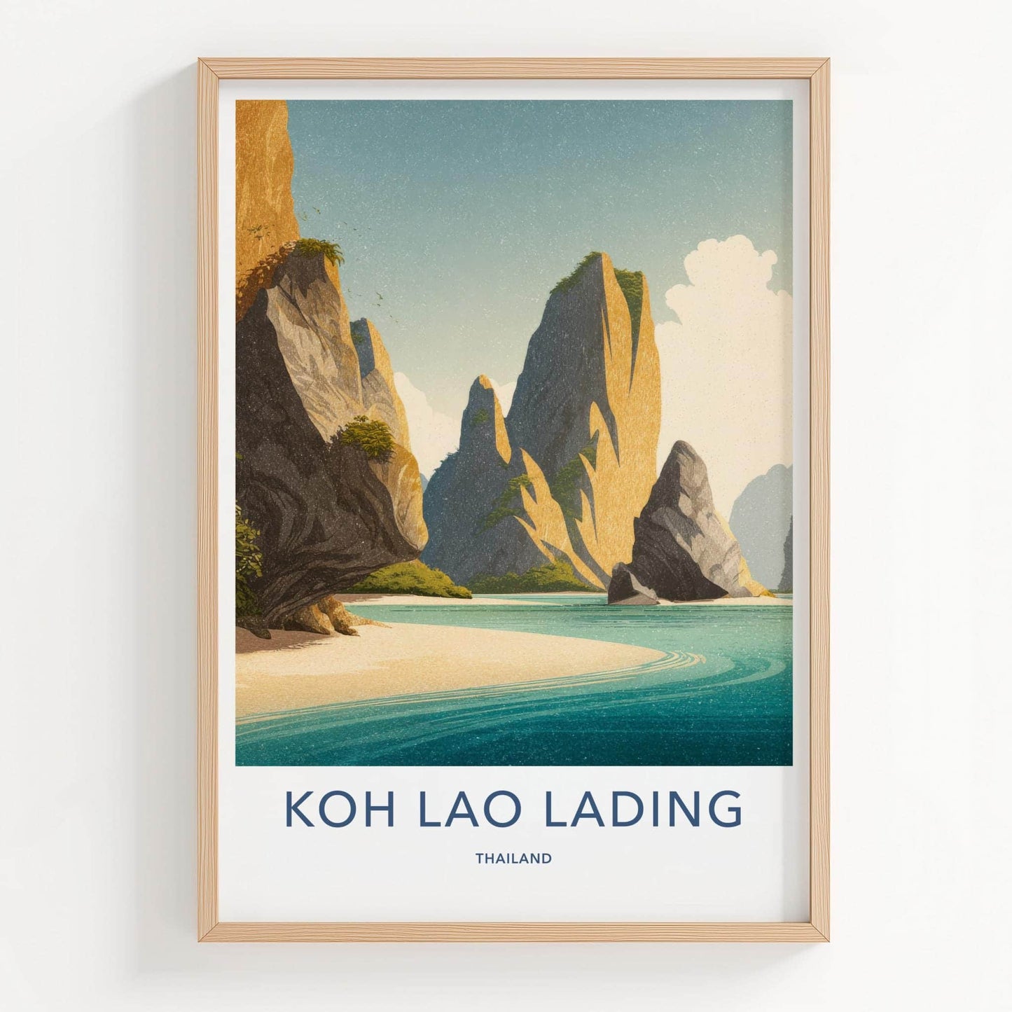 Koh Lao Lading Poster - Thailand Travel Art - Tropical Island Beach Home Decor