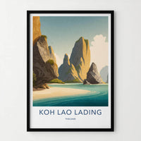 Koh Lao Lading Poster - Thailand Travel Art - Tropical Island Beach Home Decor