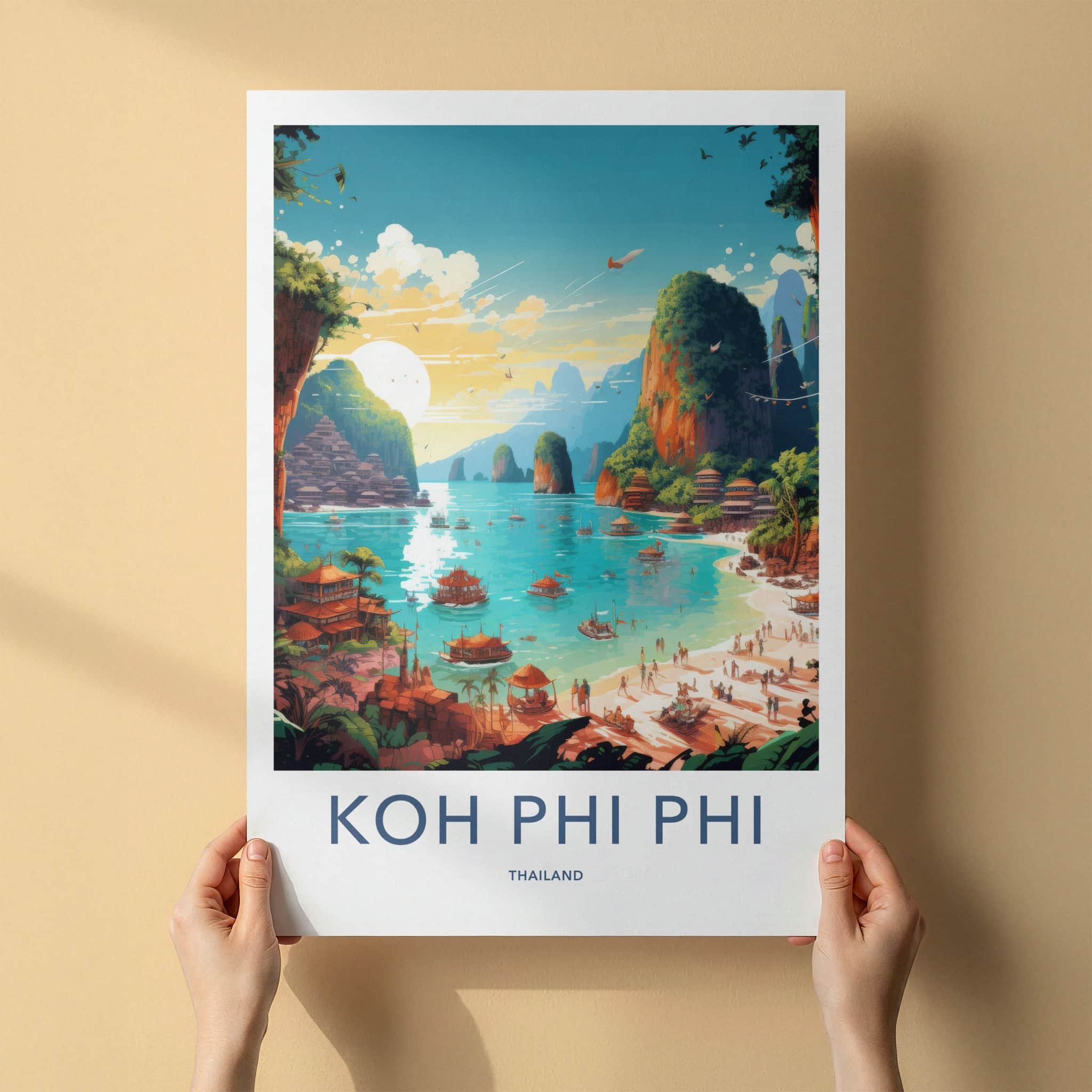 KOH PHI PHI Poster - Thailand Travel Art - Vibrant Island Resort Home Decor