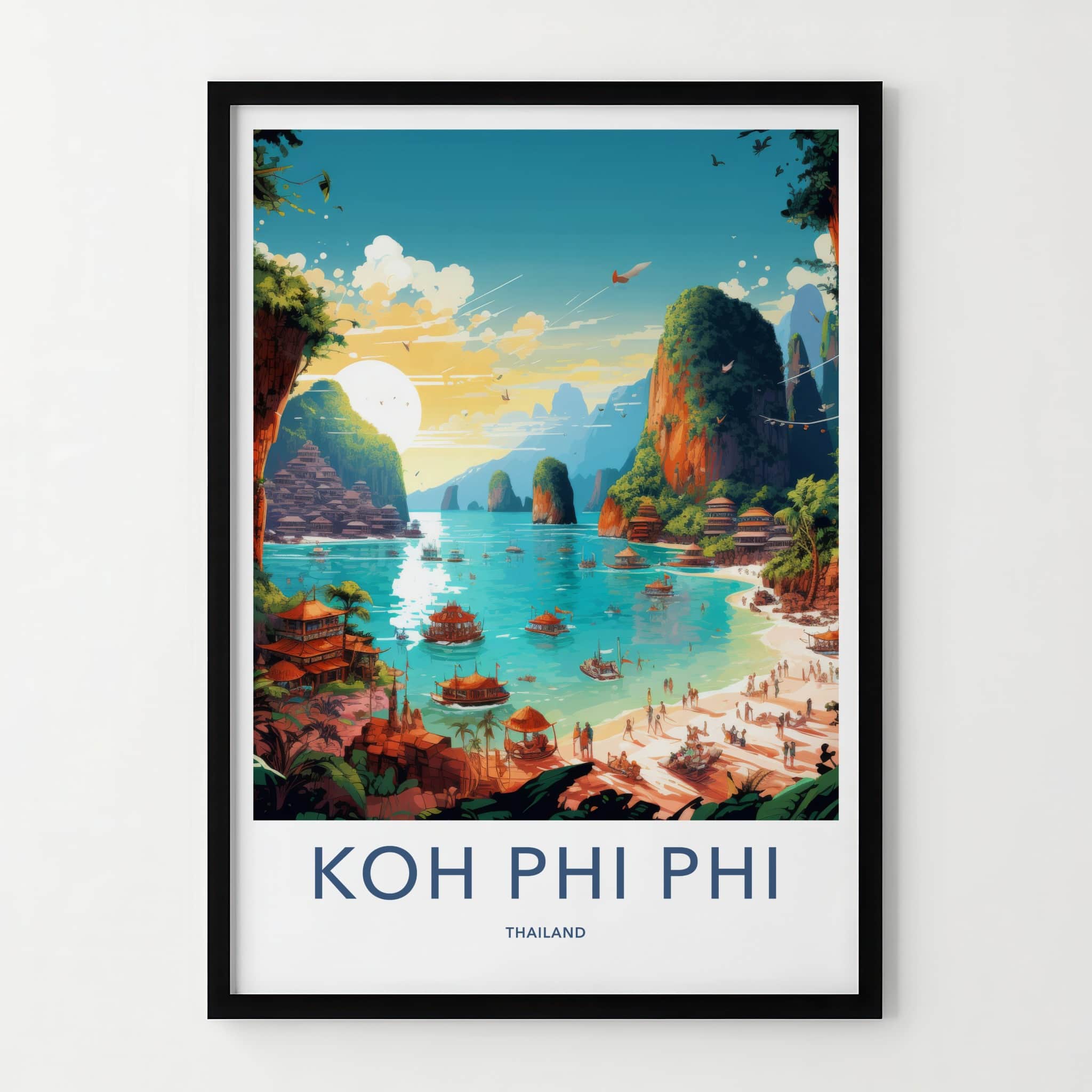 KOH PHI PHI Poster - Thailand Travel Art - Vibrant Island Resort Home Decor
