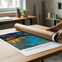 Koh Rong Sanloem Poster - Cambodia Fine Art - Illuminated Coastal Huts Gift