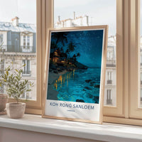KOH RONG SANLOEM Poster - Cambodia Travel Art - Starry Night Beach Home Decor