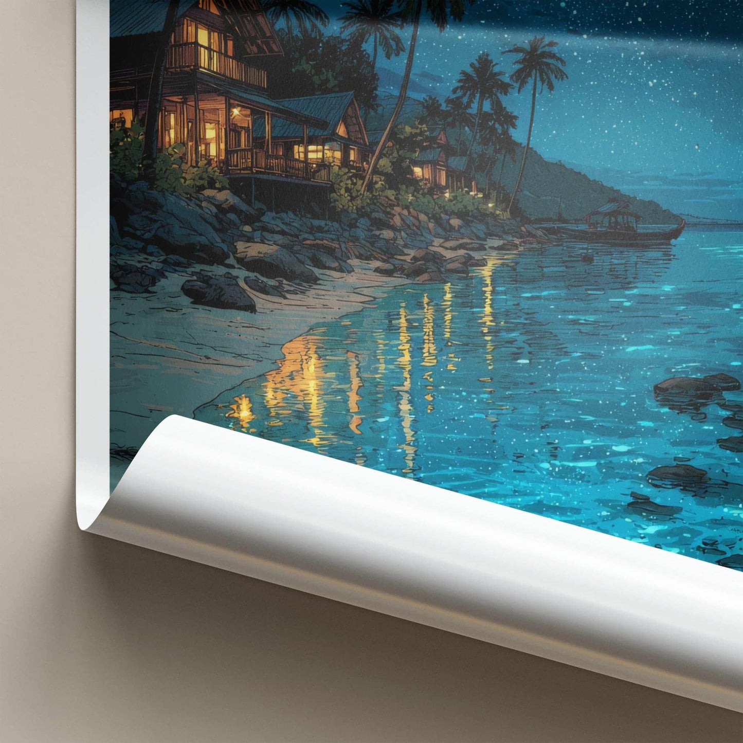 KOH RONG SANLOEM Poster - Cambodia Travel Art - Starry Night Beach Home Decor