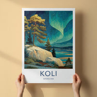Koli National Park Poster - Finland Travel Art - Vibrant Aurora Sky Home Decor