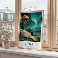 Koli National Park Poster - Finland Travel Art - Vibrant Aurora Sky Home Decor