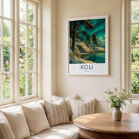 Koli Poster - Finland Framed Print - Snowy Lake Aurora Gallery Art