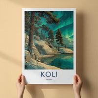 Koli Poster - Finland Framed Print - Snowy Lake Aurora Gallery Art