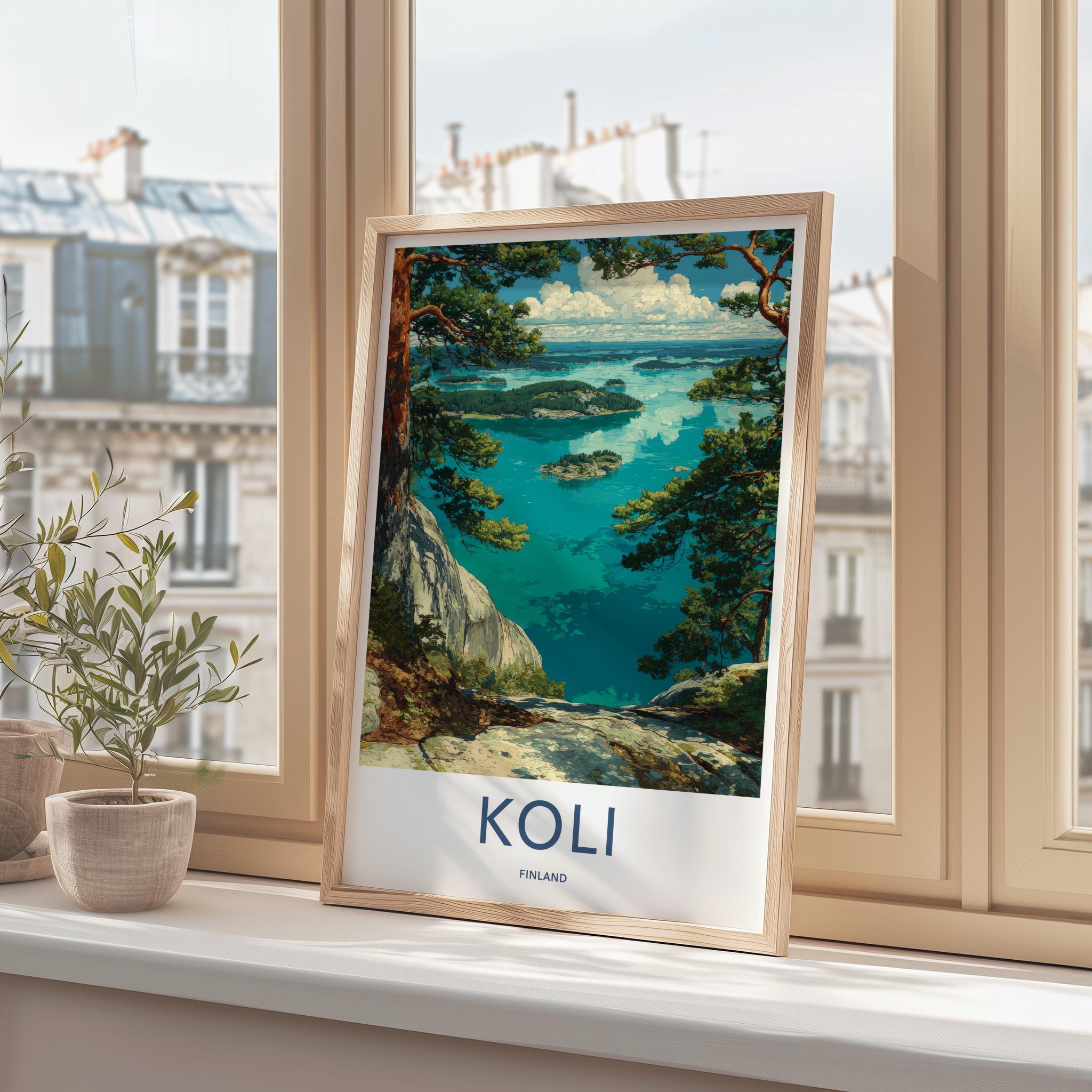 Koli Poster - Finland Travel Art - Turquoise Water Islands Home Decor