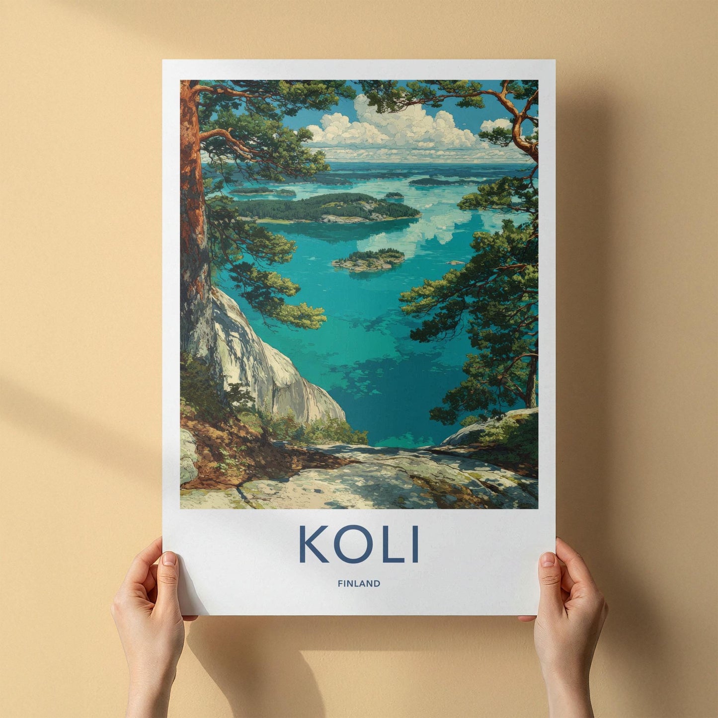 Koli Poster - Finland Travel Art - Turquoise Water Islands Home Decor
