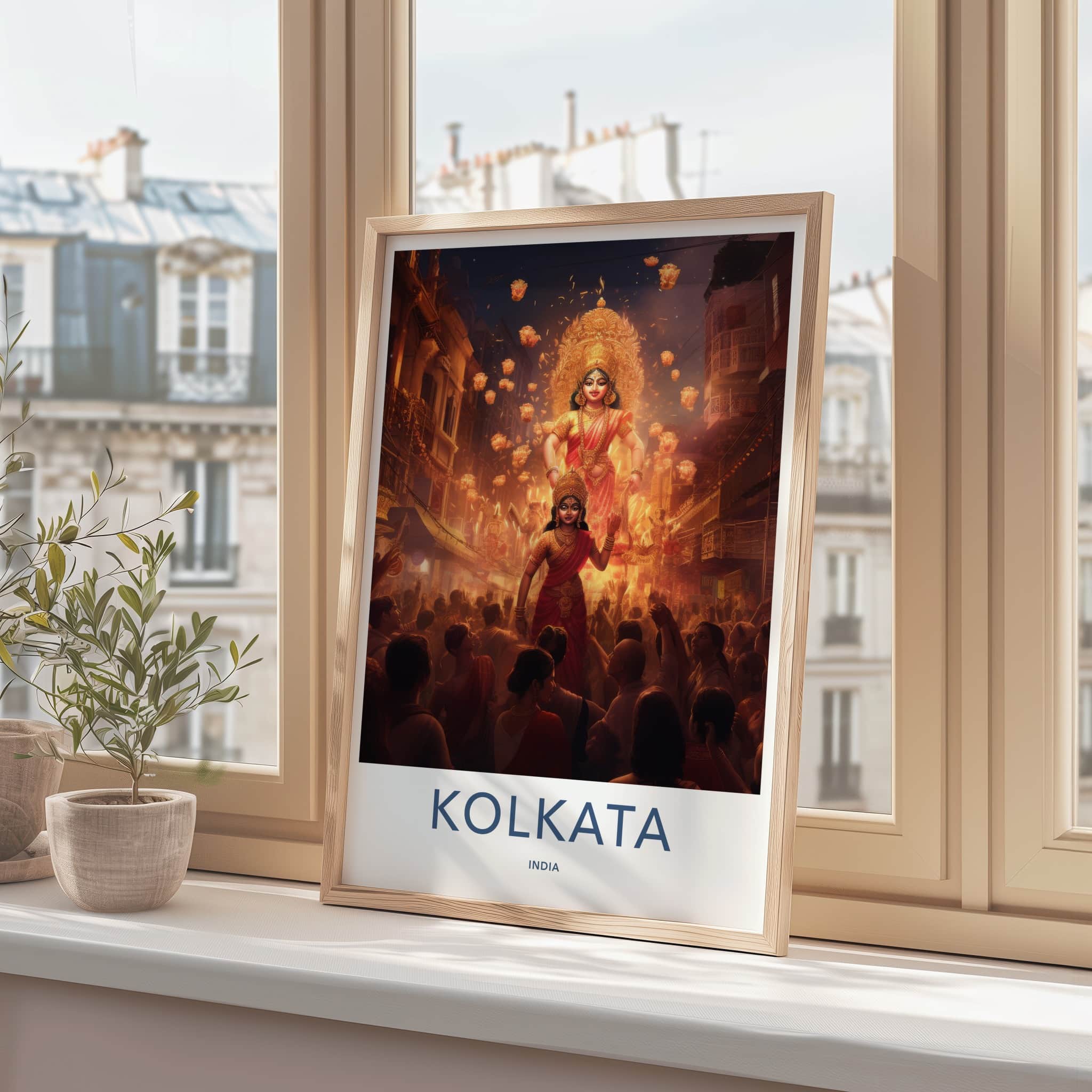 Kolkata Poster - India Art Print - West Bengal Divine Goddesses Blessing Gift