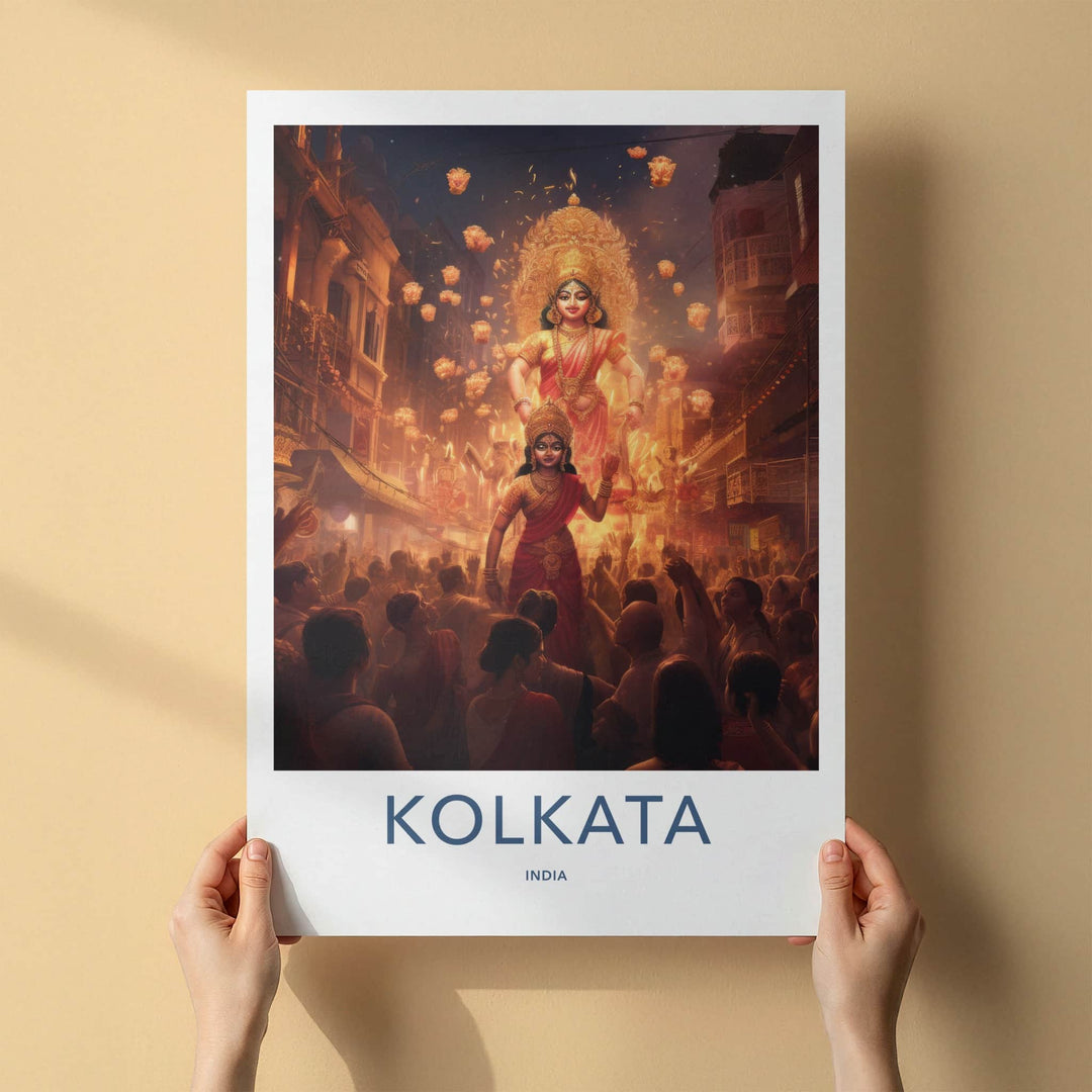 Kolkata Poster - India Art Print - West Bengal Divine Goddesses Blessing Gift