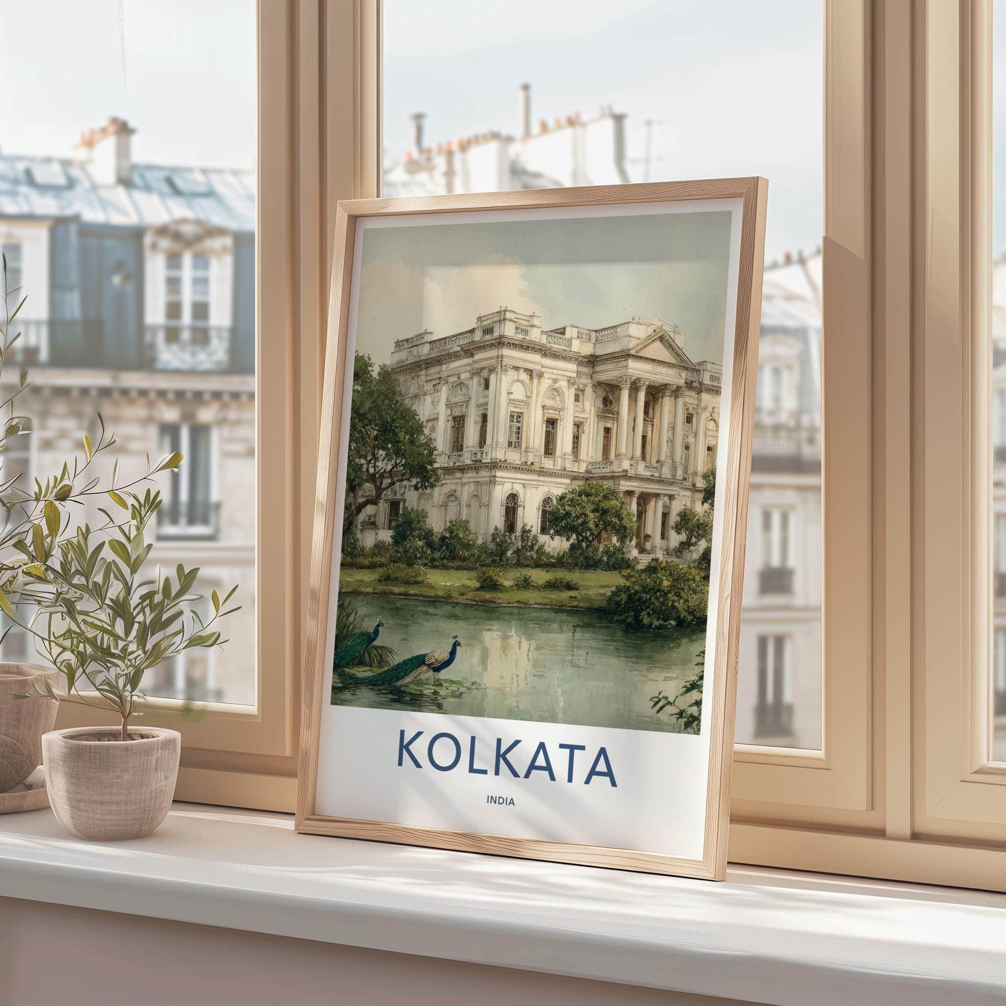 Kolkata Poster - India Framed Art - West Bengal Palace Lake Peacocks Gallery Art