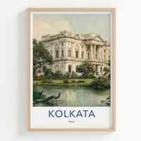 Kolkata Poster - India Framed Art - West Bengal Palace Lake Peacocks Gallery Art