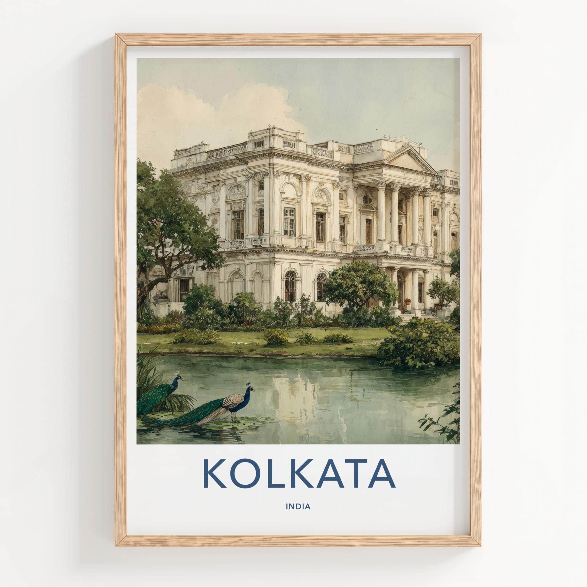Kolkata Poster - India Framed Art - West Bengal Palace Lake Peacocks Gallery Art