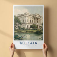 Kolkata Poster - India Framed Art - West Bengal Palace Lake Peacocks Gallery Art