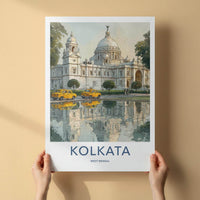 Kolkata Poster - India Travel Art - West Bengal Grand Building Reflection Home Decor