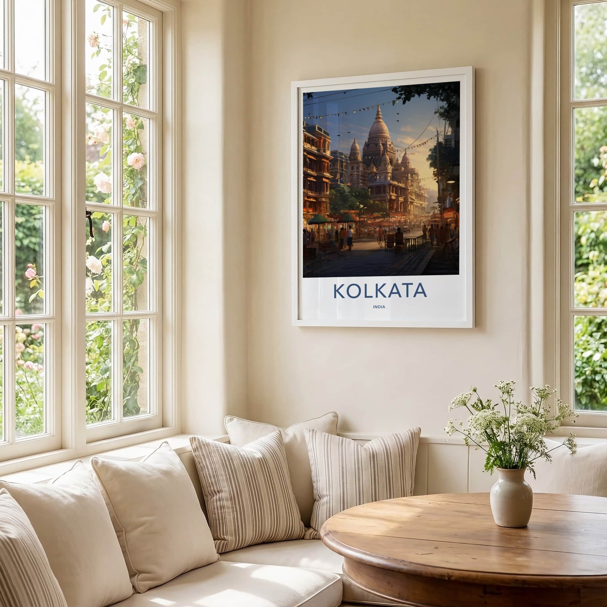Kolkata Poster - India Travel Art - West Bengal Historic Temple Domes Wall Decor