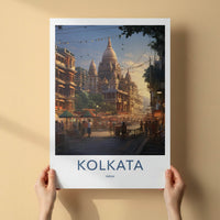 Kolkata Poster - India Travel Art - West Bengal Historic Temple Domes Wall Decor