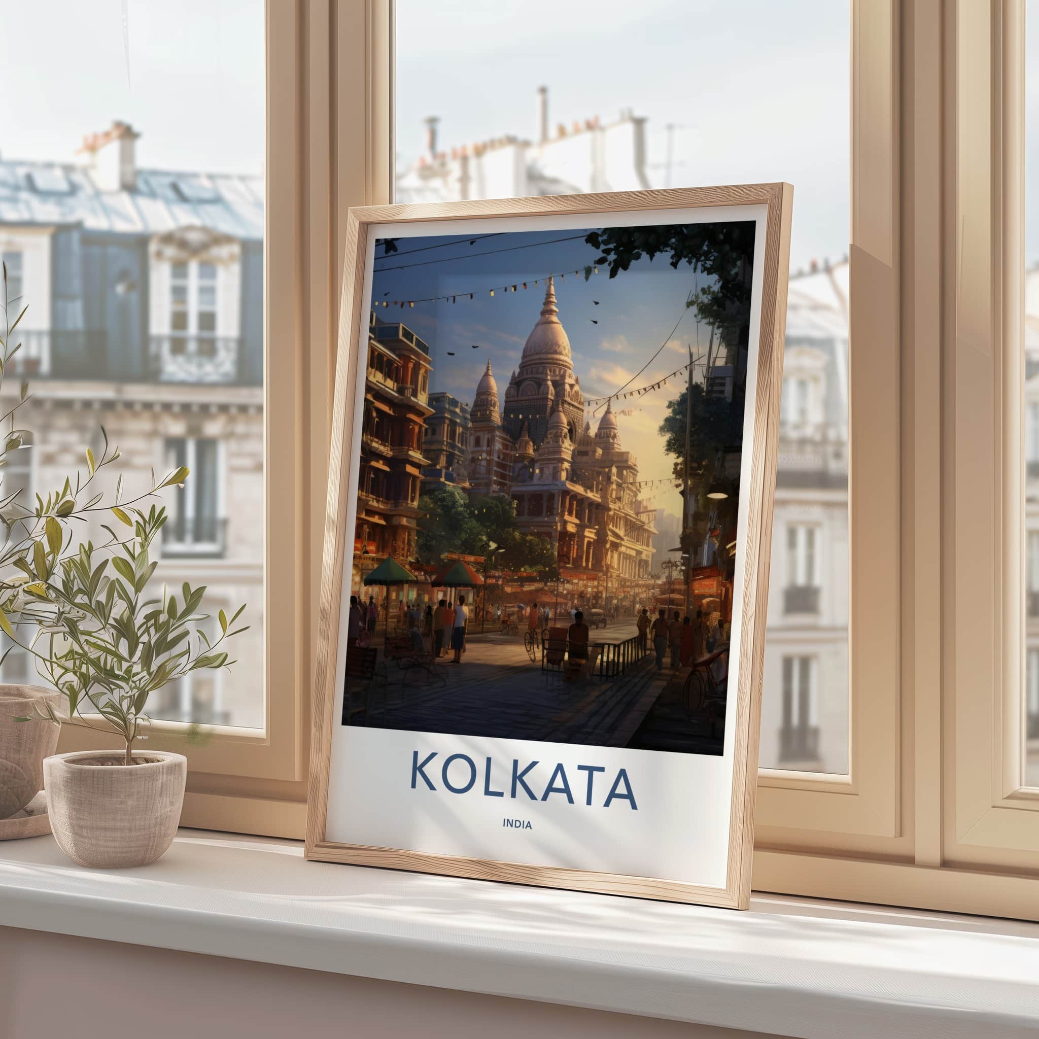 Kolkata Poster - India Travel Art - West Bengal Historic Temple Domes Wall Decor