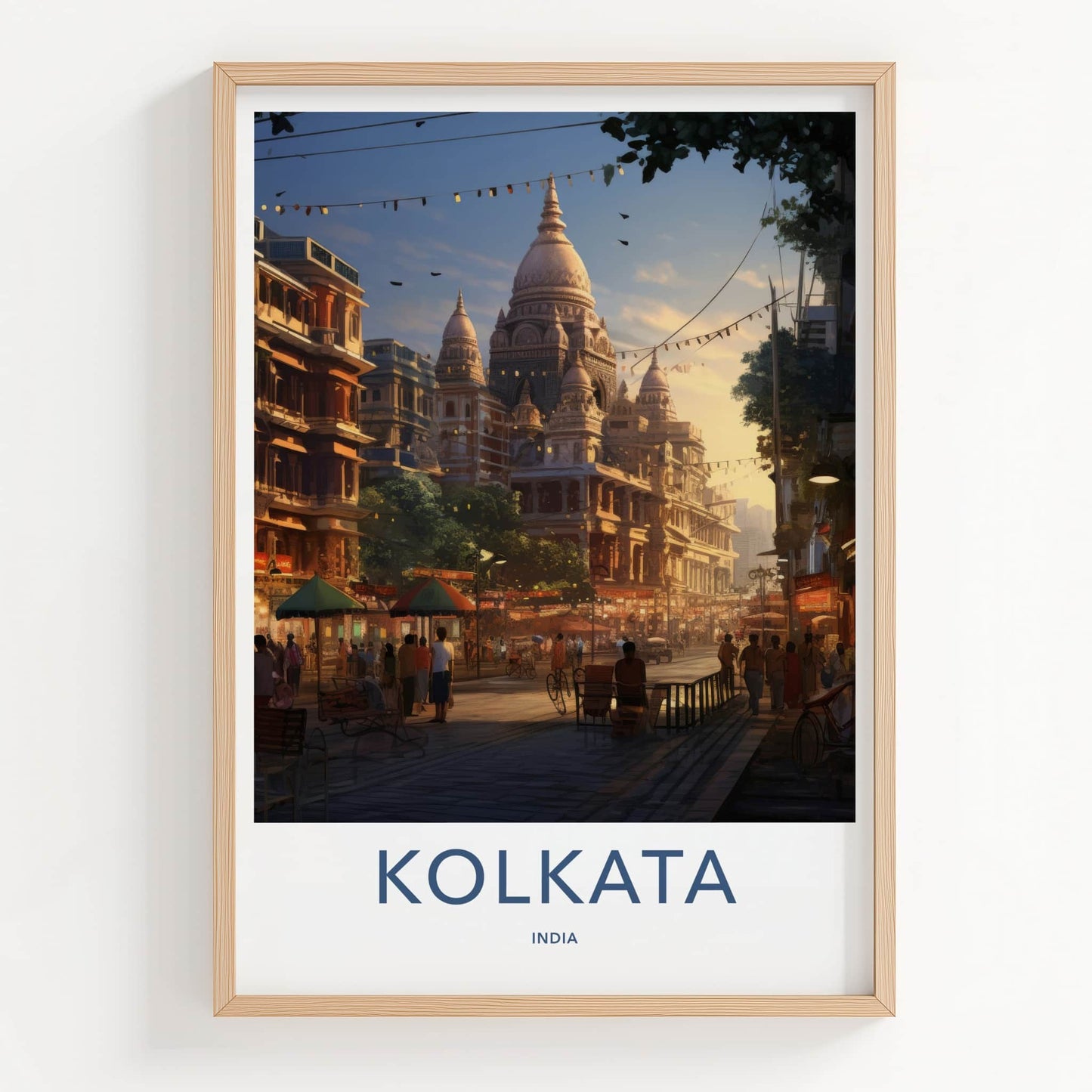 Kolkata Poster - India Travel Art - West Bengal Historic Temple Domes Wall Decor