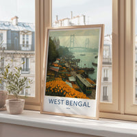 Kolkata Poster - India Travel Art - West Bengal Marigold Flower Market Home Decor