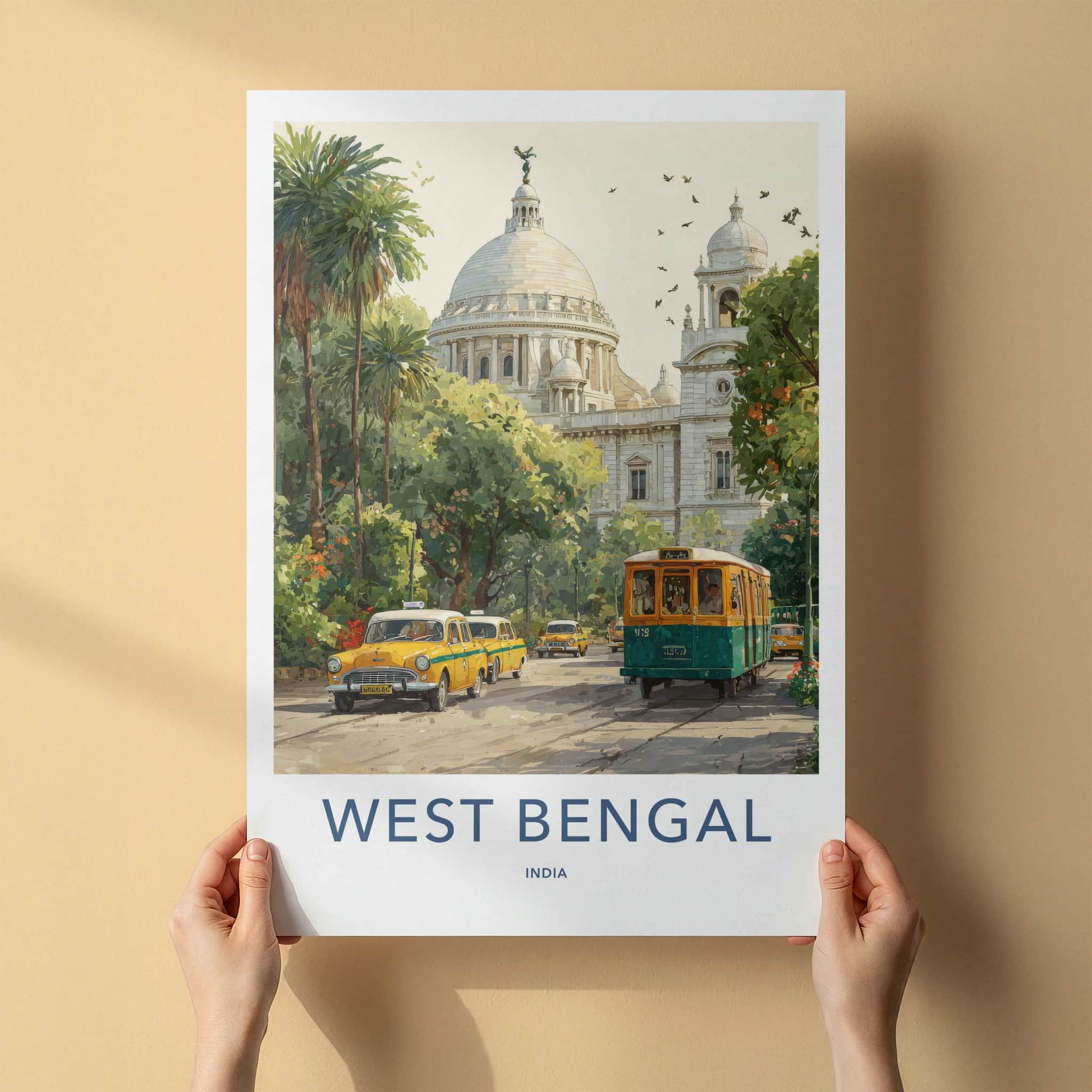 Kolkata Poster - India West Bengal White Monument Travel Print Home Decor