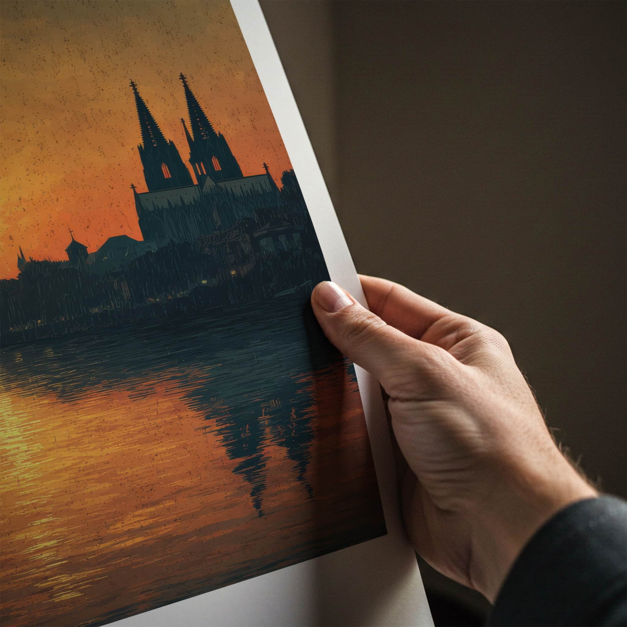 Koln Poster - Germany Travel Art - Cityscape River Sunset Home Decor