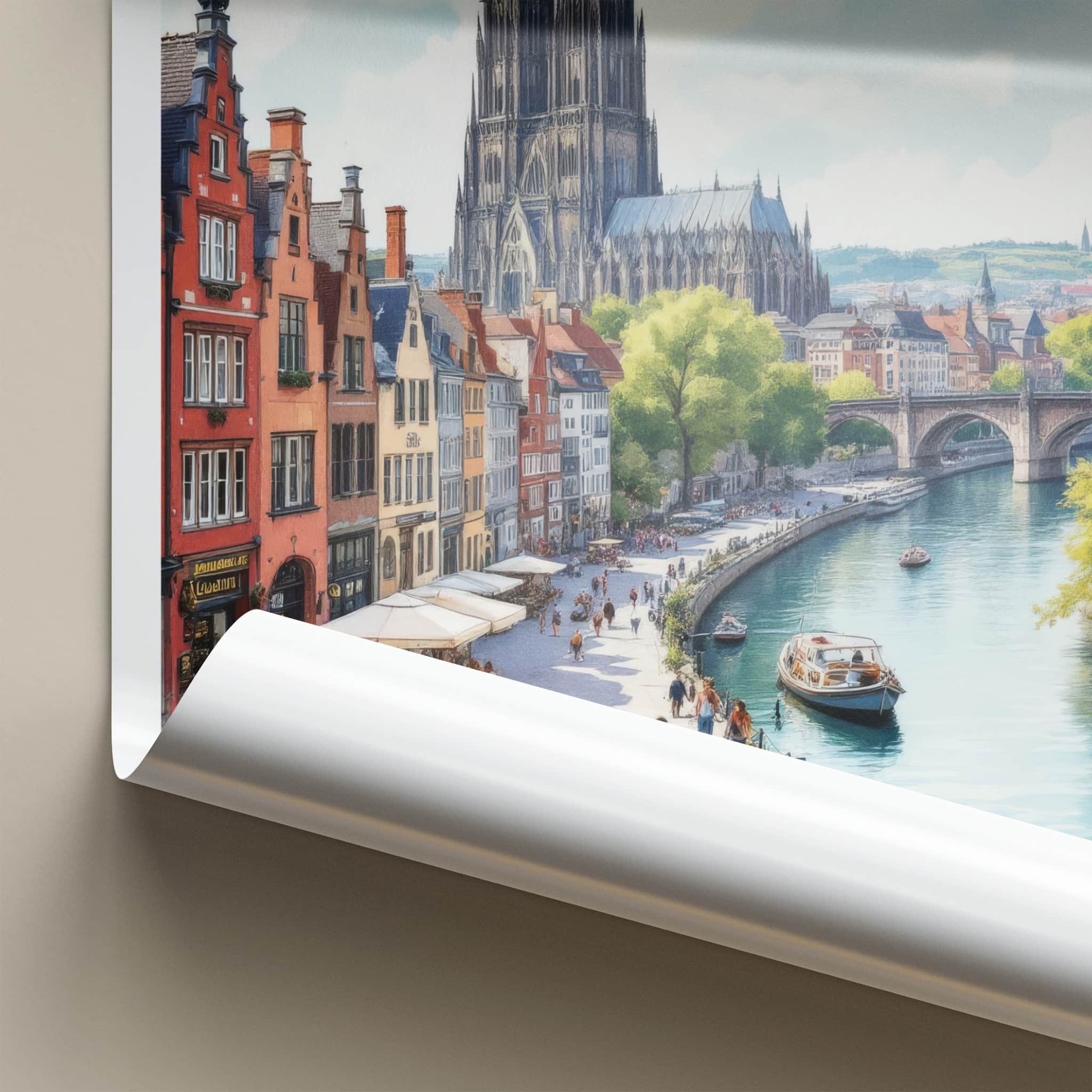 Koln Poster - Germany Wall Art - Gothic Cathedral Riverside Home Decor