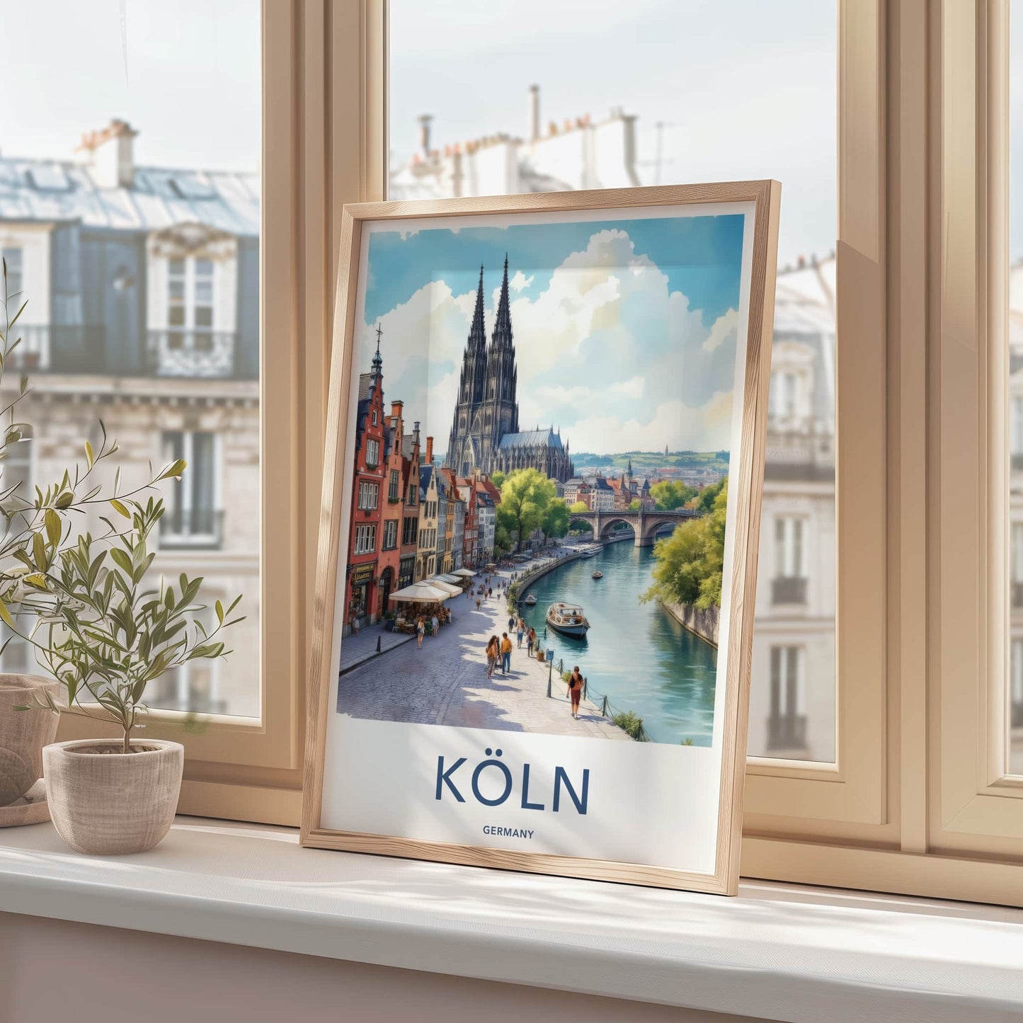Koln Poster - Germany Wall Art - Gothic Cathedral Riverside Home Decor