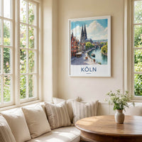 Koln Poster - Germany Wall Art - Gothic Cathedral Riverside Home Decor