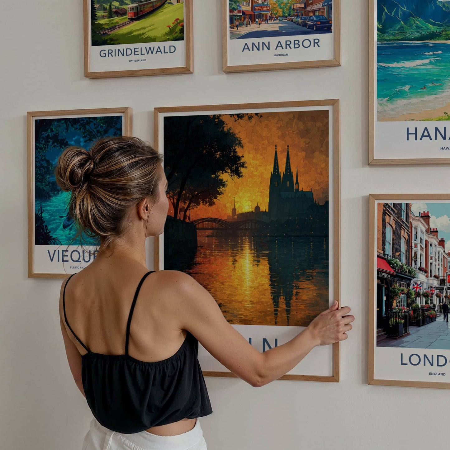 Koln Poster - Germany Wall Art - River Sunset Reflections Home Decor