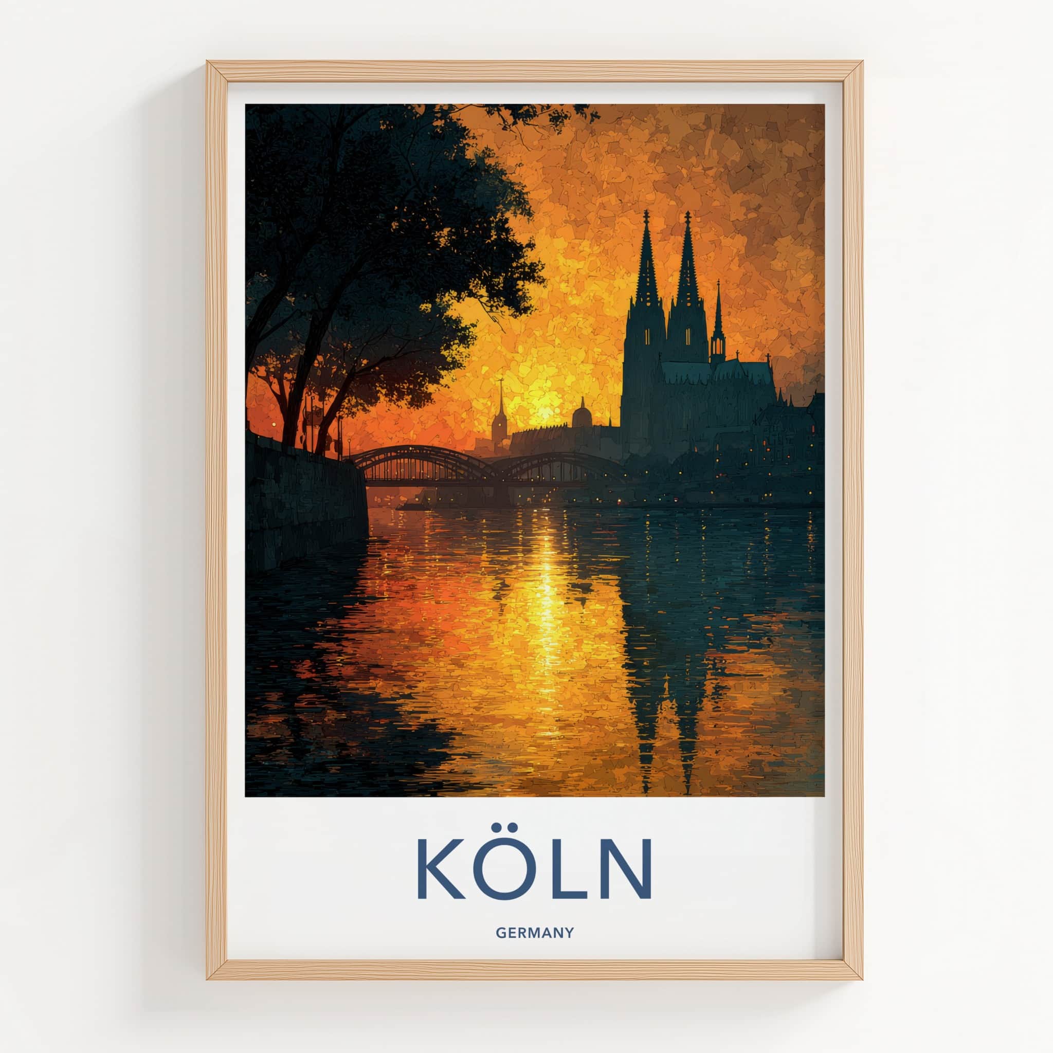 Koln Poster - Germany Wall Art - River Sunset Reflections Home Decor