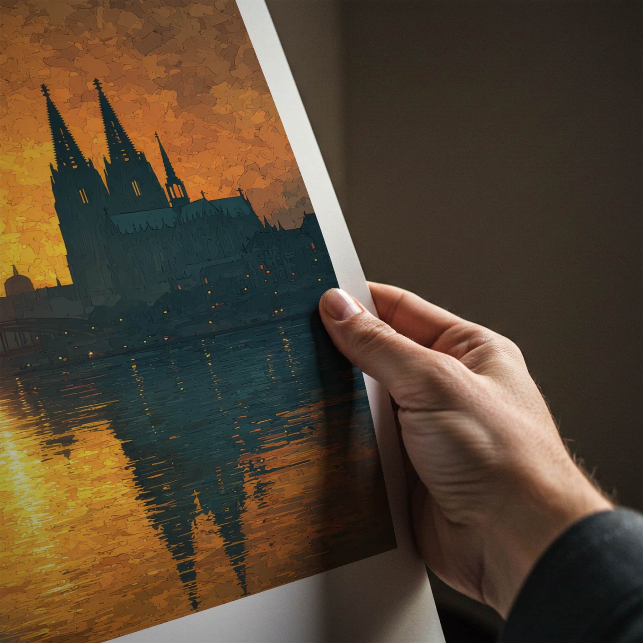 Koln Poster - Germany Wall Art - River Sunset Reflections Home Decor