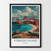 Komodo Island Poster - Indonesia Travel Art - Lizard Island Beach Home Decor